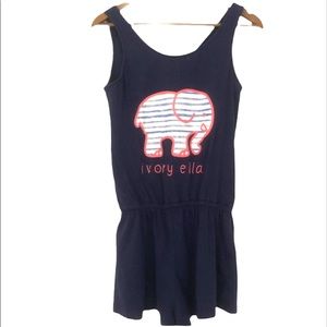 Ivory Ella navy blue cotton romper